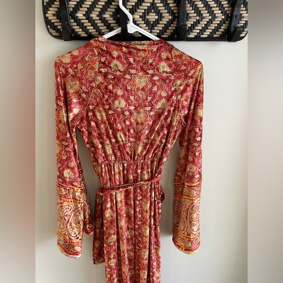 Free People Harper Wide Leg Velvet Jumpsuit - Red Paisley - Size Extra Small XS - Picture 7 of 16